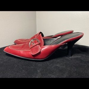 Coach Judie Leather Pointed Toe 3” Heel Mules